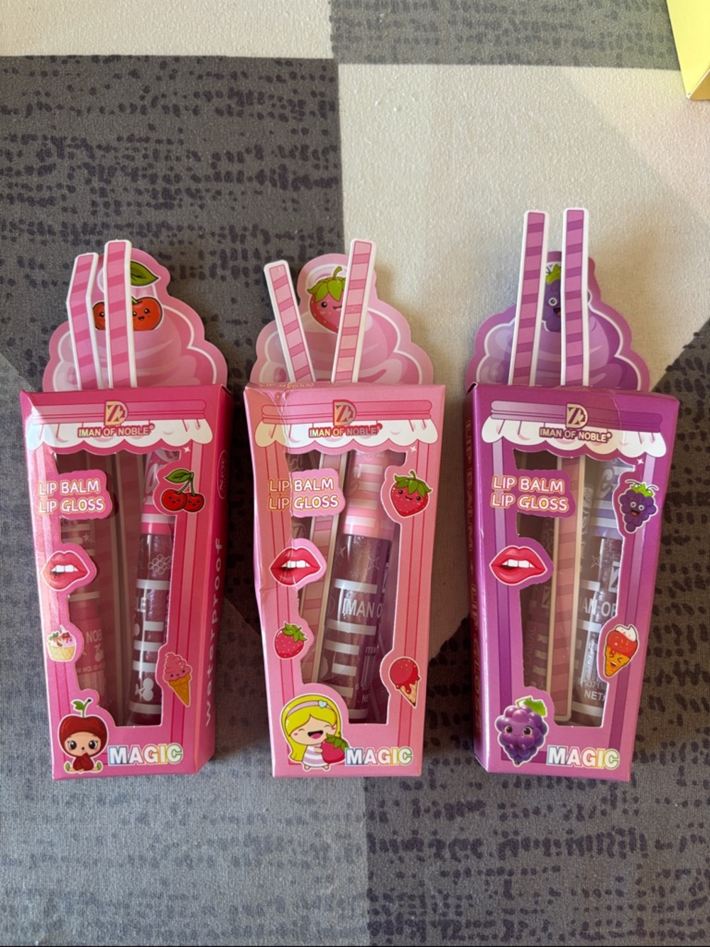 Man of Noble Lip Balm & Lip Gloss Duo - Pink & Purple Sets